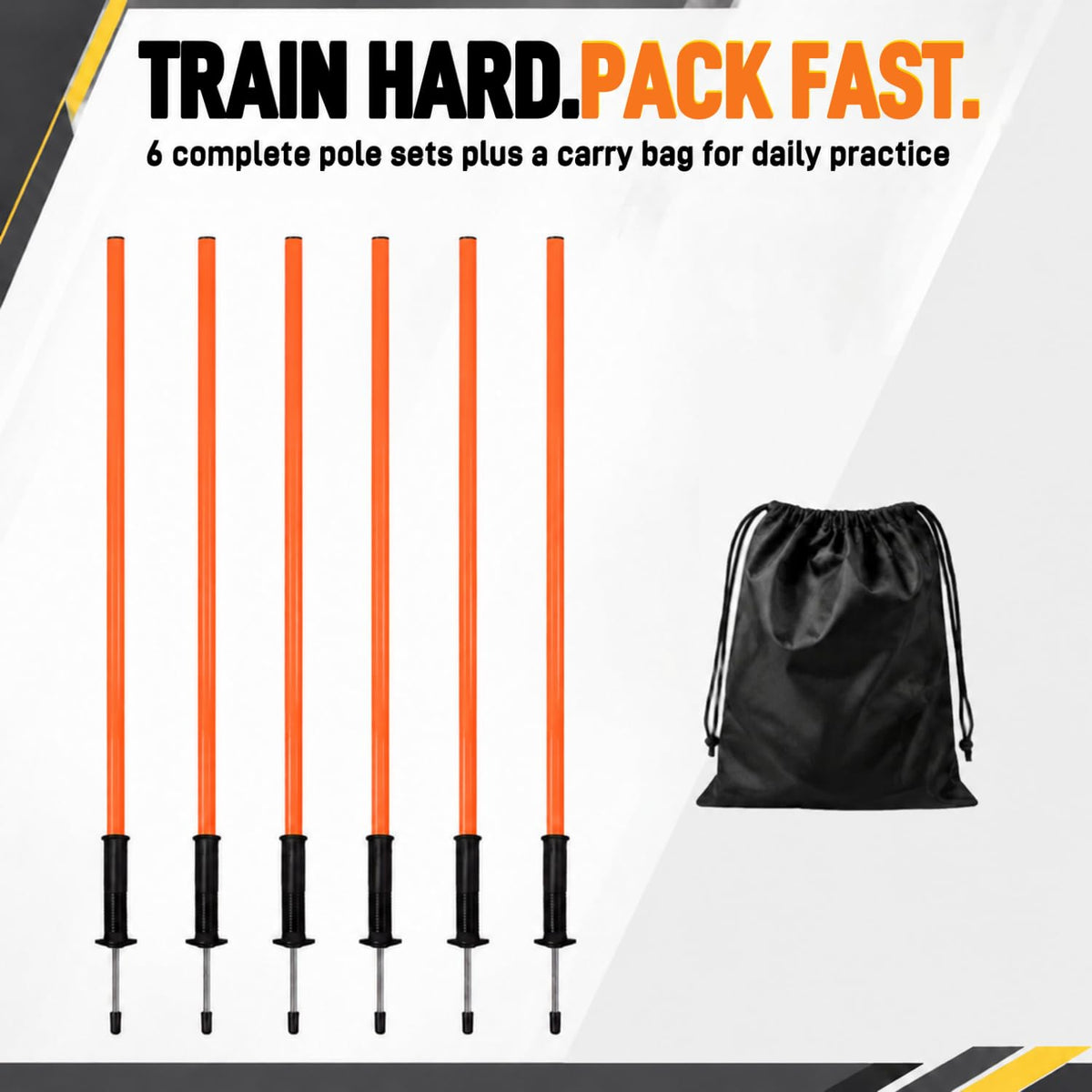 Nbguigdstr 6Pcs 5FT Agility Training Poles, Adjustable Speed and Agility Training Equipment Sports Training Sticks(Orange)