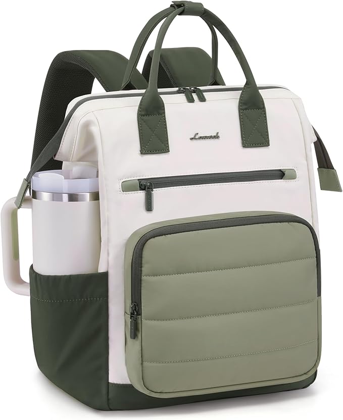 LOVEVOOK Puffer Laptop Backpack for Women, 17 Inch Work Backpack purse for Nurse Teacher, College Back to School Bookbag for Teen Girls, Personal Item Travel Bag Computer Daypack for Daily Commute