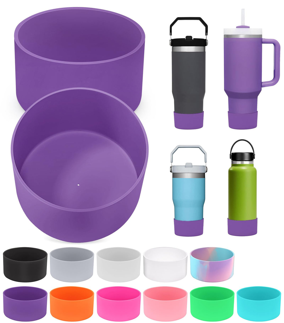 PICcircuit 2PCS for Stanley Boot, Silicone Bottom for Quencher Adventure 40oz 30oz IceFlow 20oz 30oz Bottle&for Hydroflask Tumbler 12-24oz for Stanley Cup Accessories Avoid Scratches&Noise
