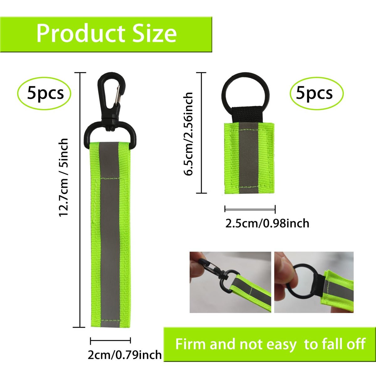 10 Pack Reflective Straps for Walking at Night, Glow in The Dark Keychain & Backpack Reflectors, High Visibility Safety Night Running Gear with Zipper Pulls for Dog Collar, Cycling, Camping.