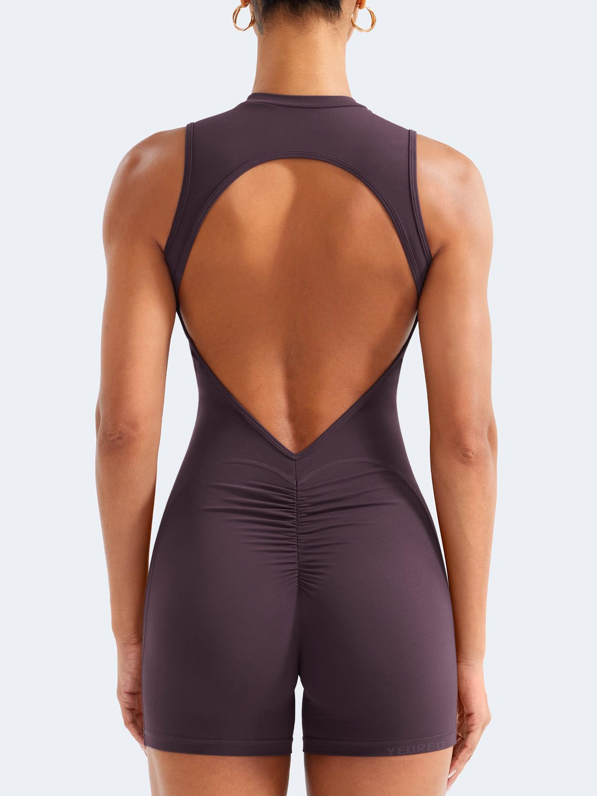 YEOREO CoreFlex Backless Workout Jumpsuits Black Berry Purple M