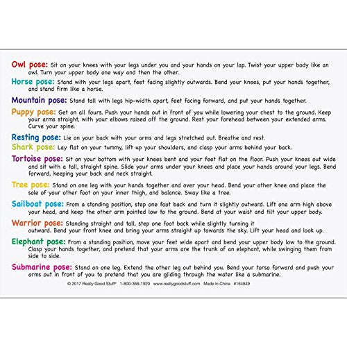 Really Good Stuff Children’s Yoga and Mindfulness Kit, Yoga for Kids with 24 Chips with Poses, Instruction Card and Poster- Encourage Students to Exercise, be Calm and de-Stress