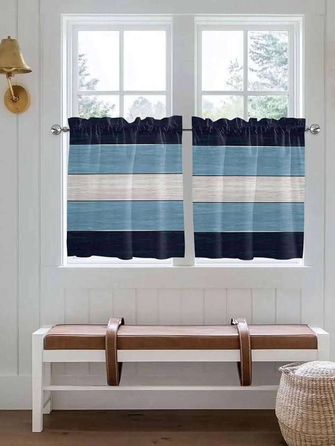 Vintage Country Woodcuts Window Valance Curtains, 2 Panel