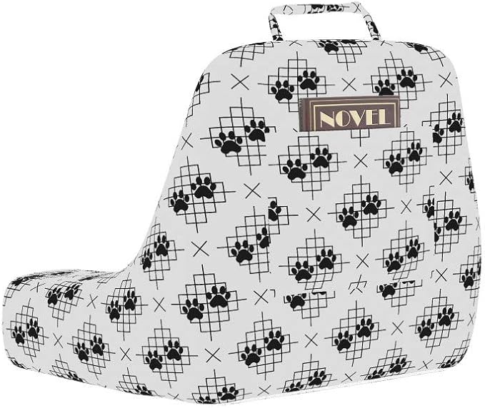 Ambesonne Paw Print Reading Pillow Cover, Greyscale Art of Modernistic Design Squares X Shapes and Animal Feet, Unstuffed Printed Bed Rest Case from Soft Fabric, XL Size, Charcoal Grey and Pearl