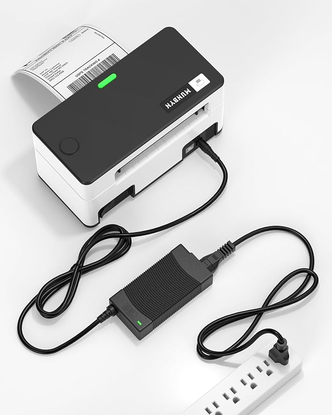 MUNBYN AC Adapter, 24V 2.0A Power Supply, Black Power Adapter for Printer, Compatible with P941, P130, and 129B Label Printers, and Other Shipping Label Printers
