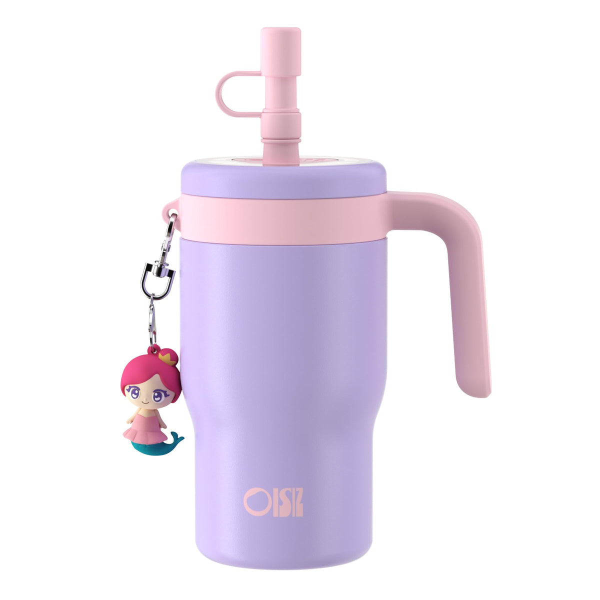 OISIZ 14oz Kids Tumbler with Straw Lid & Handle,Kids Cup with Animal Accessory for School,Kids Water Bottles with Dust-proof Cover,Leakproof Water Bottles,316 Stainless Steel,Keep Cold 24 Hours-purple