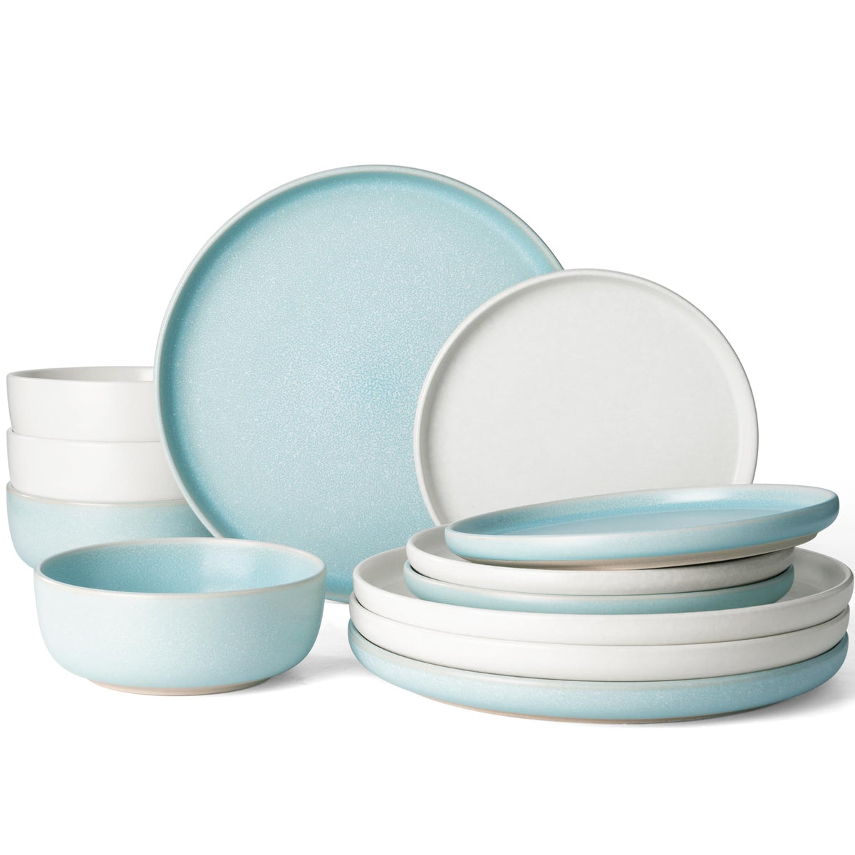 Famiware Milkyway 16-Piece Dinnerware Set with Mugs, Dark Gray
