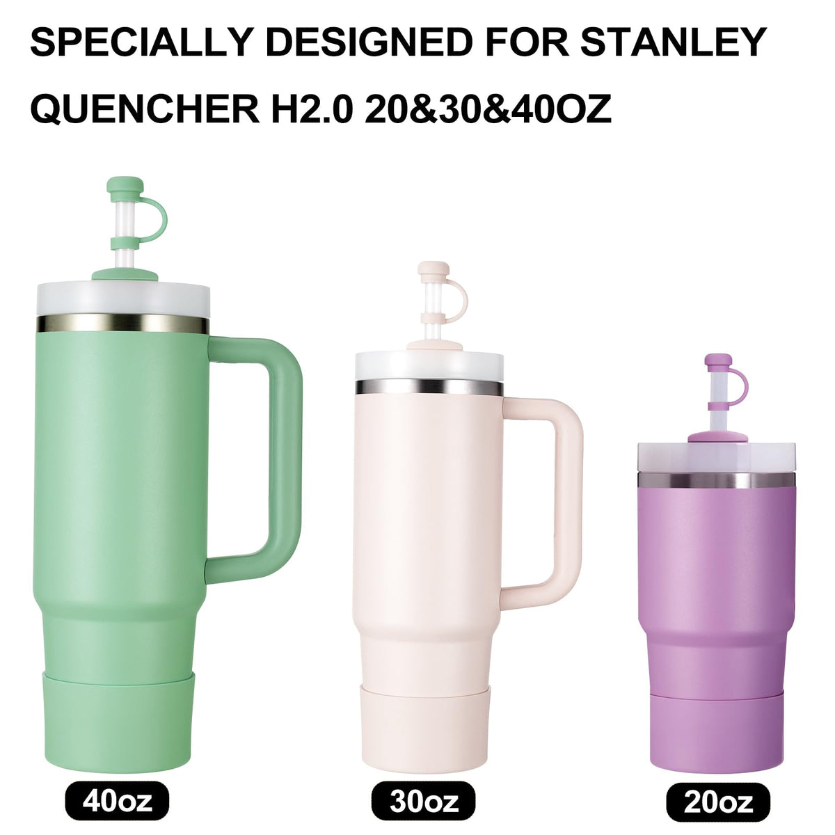 HYZ 8pcs Stanley Cup Accessories, Spill Proof Stopper & Boot Set, Jade