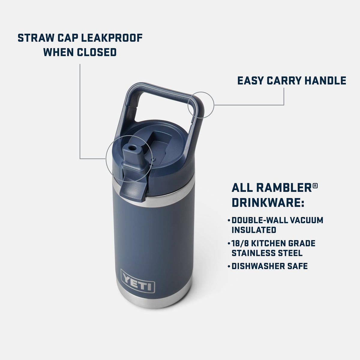 YETI Rambler Jr. 12 oz Kids Bottle, with Straw Cap, Low Country Peach