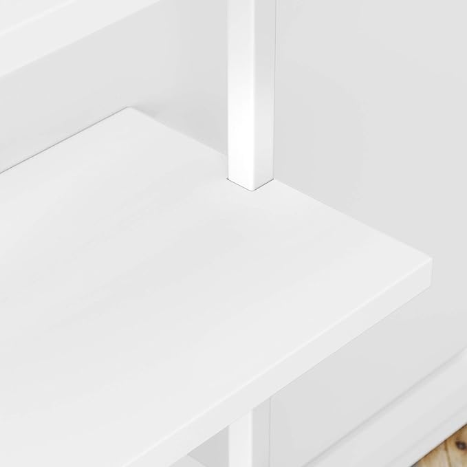 Nathan James Theo 5-Shelf Modern Bookcase, Open Wall Mount Ladder Bookshelf with Industrial Metal Frame, White, Set of 3
