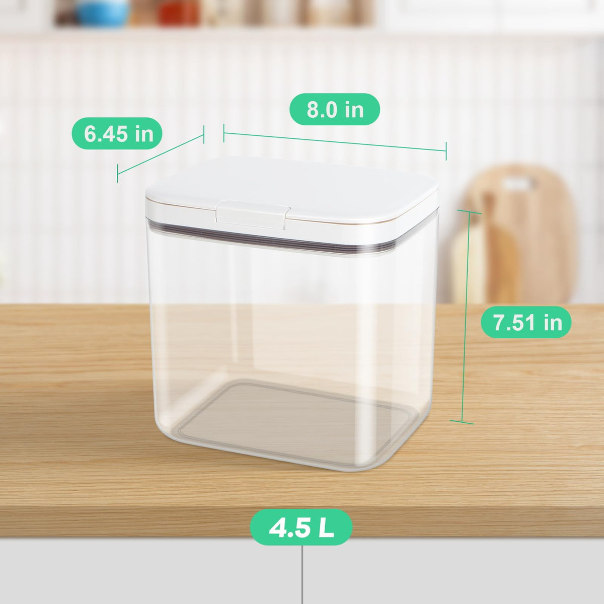 TBMAXS Airtight Rice Container 20 Lbs, Clear PET Plastic Food Storage Container Bin For Flour Sugar, Dry Food Holder with Easy Locking Lid for Kitchen Pantry Organization and Storage