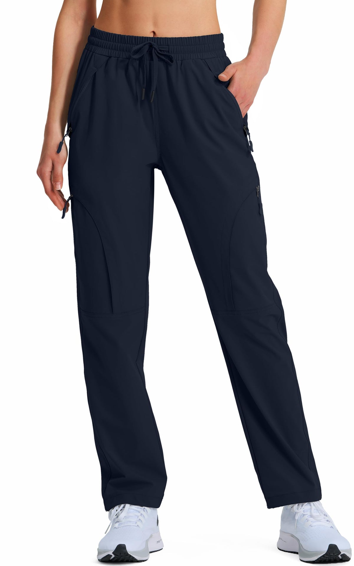 Hugut Women's Hiking Pants Quick Dry Lightweight Cargo Pants UPF 50 Water Resistant Zipper Pockets for Golf Travel Work Camping Navy