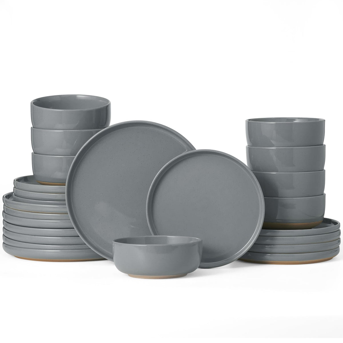 Famiware Milkyway 16-Piece Dinnerware Set with Mugs, Dark Gray