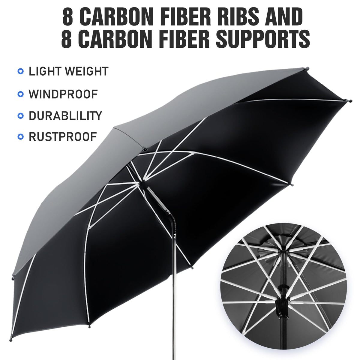 NBtoUS 2 PACK Chair Umbrella with Clamp, 360 ° Adjustable, UPF50+ Sunshade for Beach Chair, Patio Chair, Camping Chair, Golf Carts（Grey, Chair Not Included