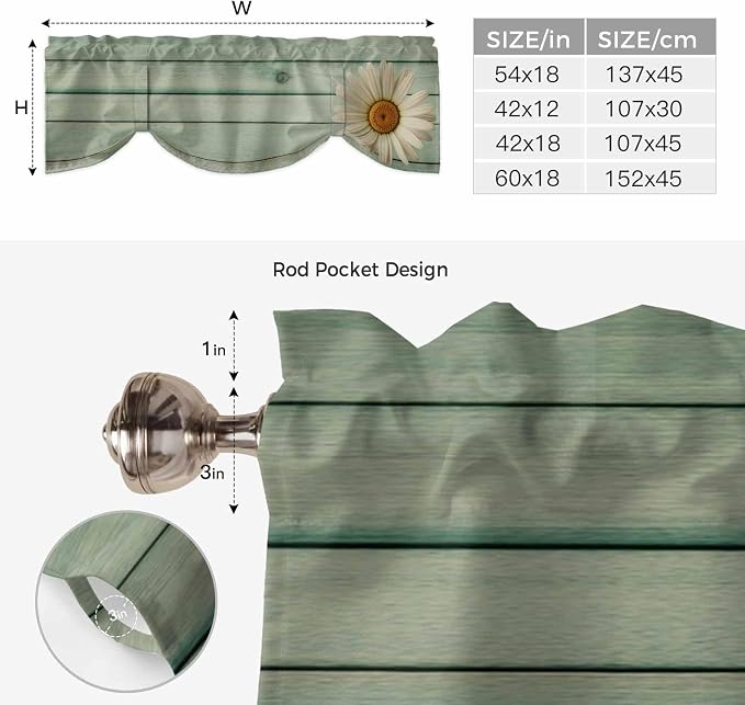 Daisy Flower Tie Up Valance Curtains
