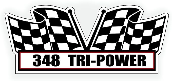 2X Engine Window Air Cleaner Sticker Decal 348 Tri Power V8 Motor