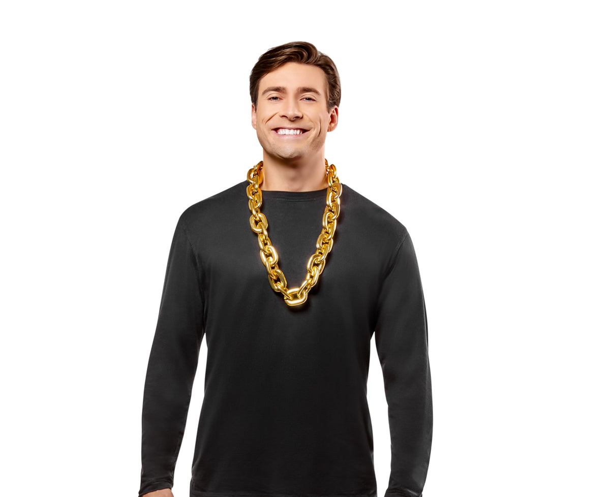 Rubies Jumbo Gold Plastic Chain Necklace Costume Accessory for Adults, Men's No Size