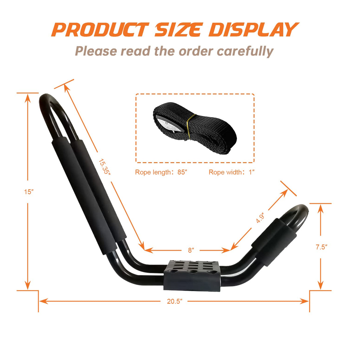 HIGHRAZON Kayak Roof Rack, 1 Pair J-Bar Roof Rack with 2 Ropes. Heavy Duty Kayak Roof Carrier for Your Canoe SUV and Trucks
