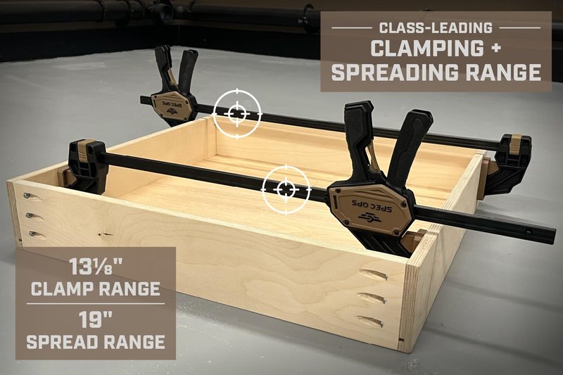 Spec Ops Trigger Clamp for Woodworking 13" Medium One-Handed Bar Clamp/Spreader 165 Lbs. 2-Pack