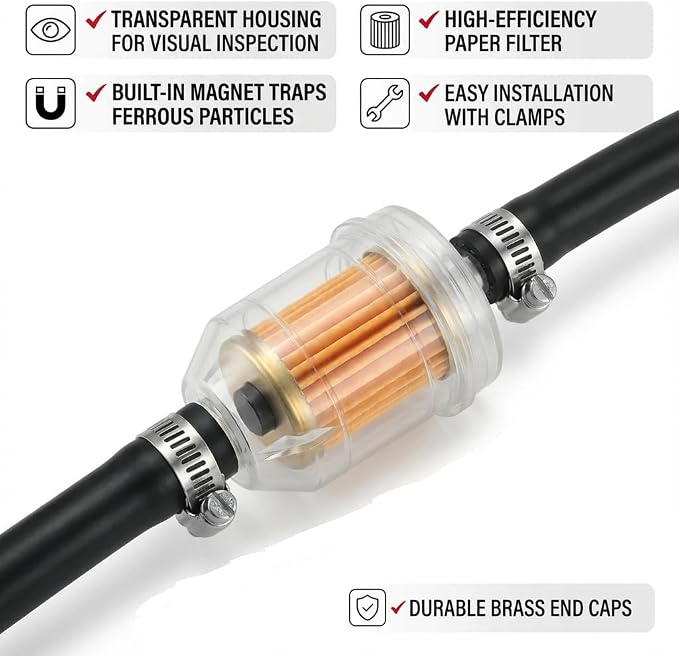 Gas Inline Fuel Filters with magnet