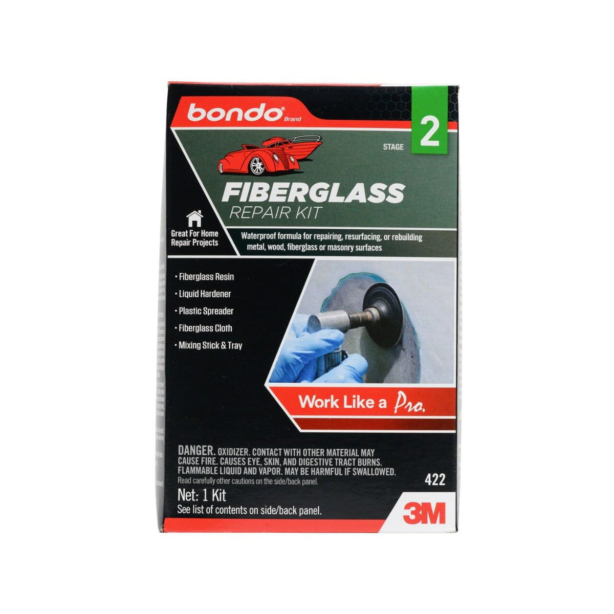 Bondo Fiberglass Resin Repair Kit, 00422, 0.9 Quart