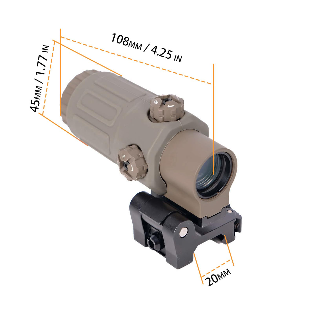 Bravary 558 G33 Holographic Sight Magnifier Combo for Airsoft Red & Green Dot Holographic Reflex Sight Scope w/ G33 3X Magnifier Combo Built-in Flip QD Mount