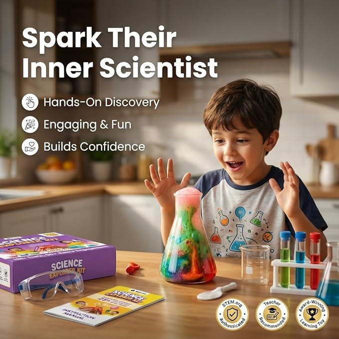 PW Science Kit for Explorer Kids with Instructions Manual 150+ Fun & Educational Science Experiments Kit DIY Kit for Kids Ages 8+ STEM Learning Toy & Kit Multicolor