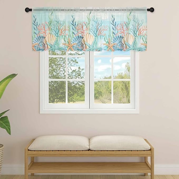 Summer Beach Sheer Valance Curtains