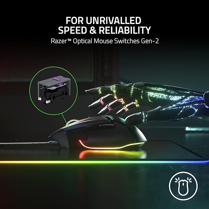 Razer Basilisk V3 Customizable Ergonomic Gaming Mouse: Fastest Gaming Mouse Switch - Chroma RGB Lighting - 26K DPI Optical Sensor - 11 Programmable Buttons - HyperScroll Tilt Wheel - Classic Black