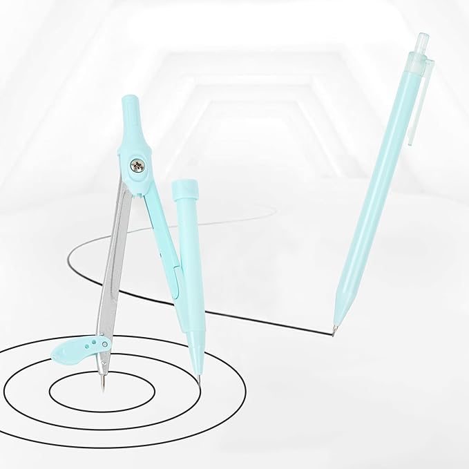 LABANCA 8 Pcs Compass Set with Protractor Rulers Pencil for Math Geometry (08373 Blue)