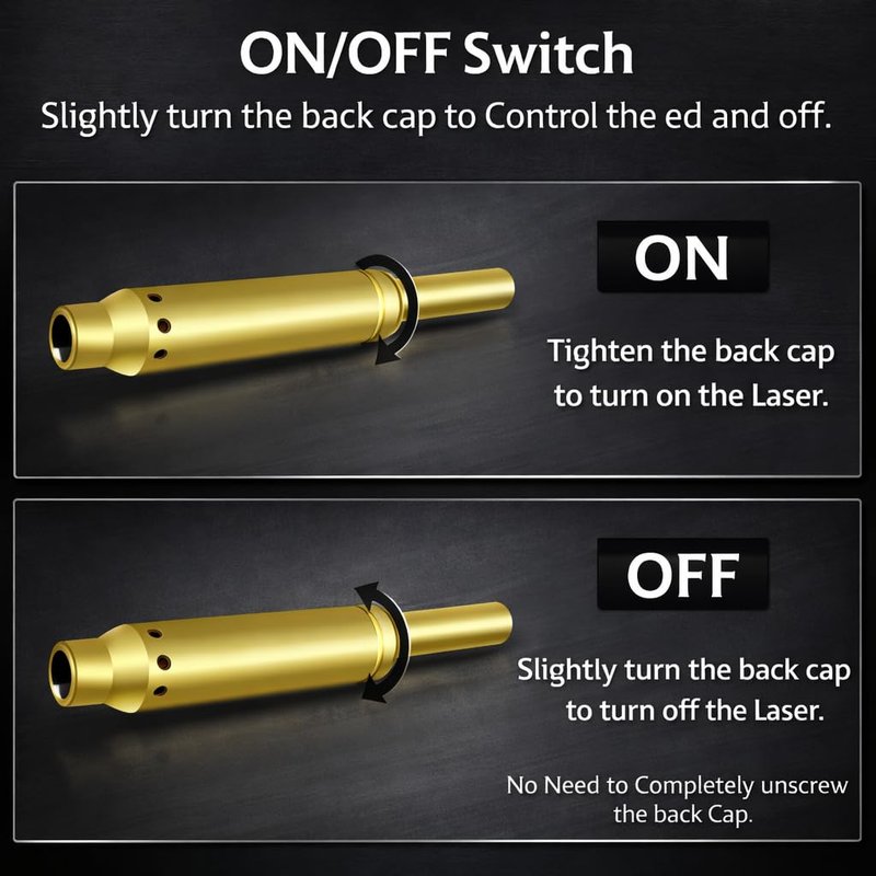 Gotical .22 LR red Laser Bore Sight 5mw Class IIIA Laser Boresight Inserting the Cylinder Easy to Use with 3 Set of Batteries and Extra O-Rings