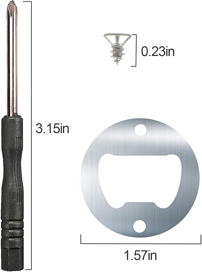 moonoom 80Set DIY Bottle Opener Insert Kits, 80 Rustproof Metal Bottle Opener Inserts + 160 Screws + Screwdriver, Silver 80