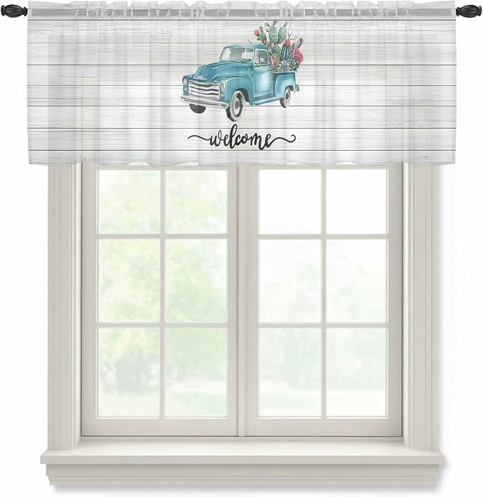 Welcome Sheer Valance Curtains, Summer Car
