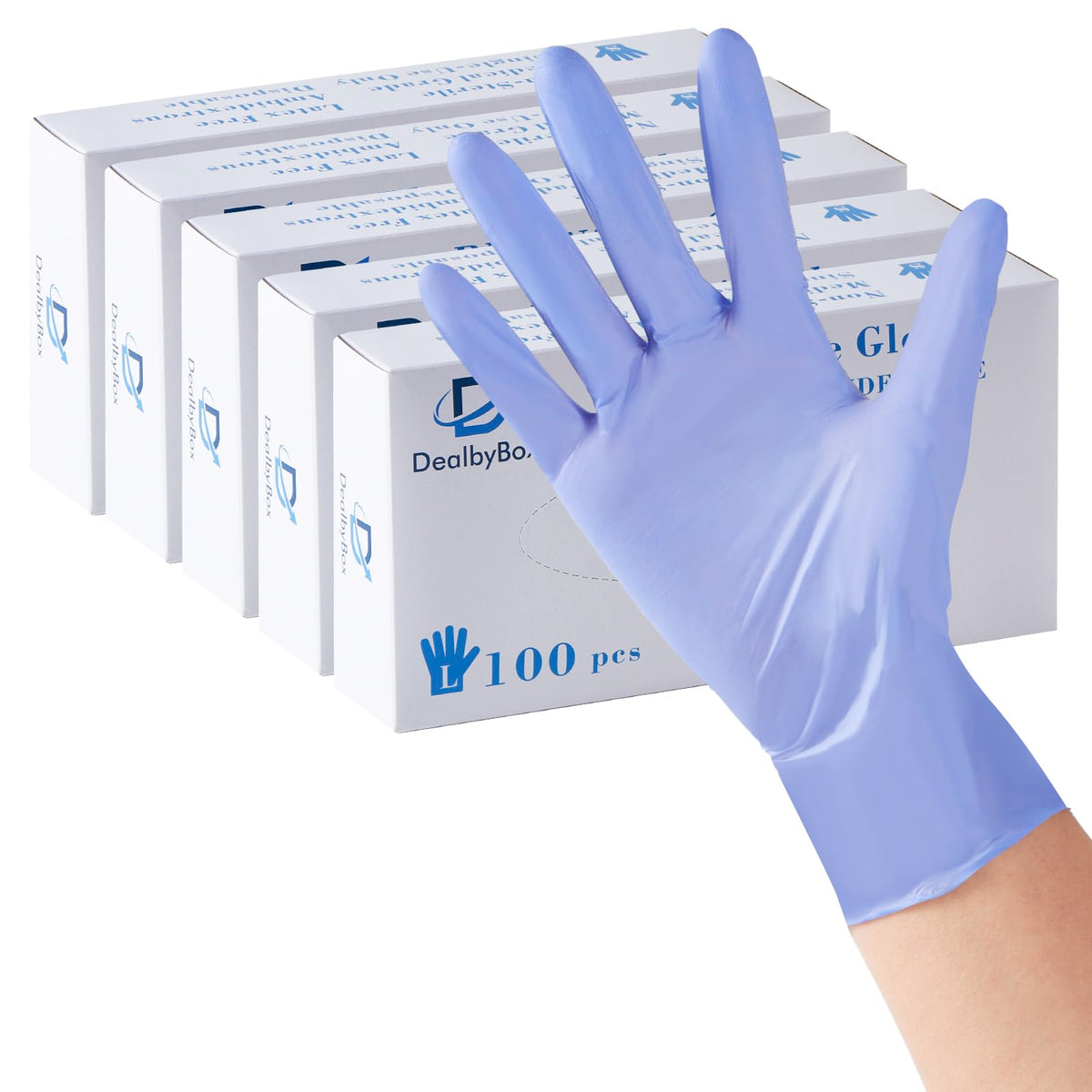 DealbyBox 500 Pack Disposable Gloves, Powder-Free, Latex-Free, Nitrile Gloves for Cooking, Food Prep, Household Cleaning (Blue, Large)