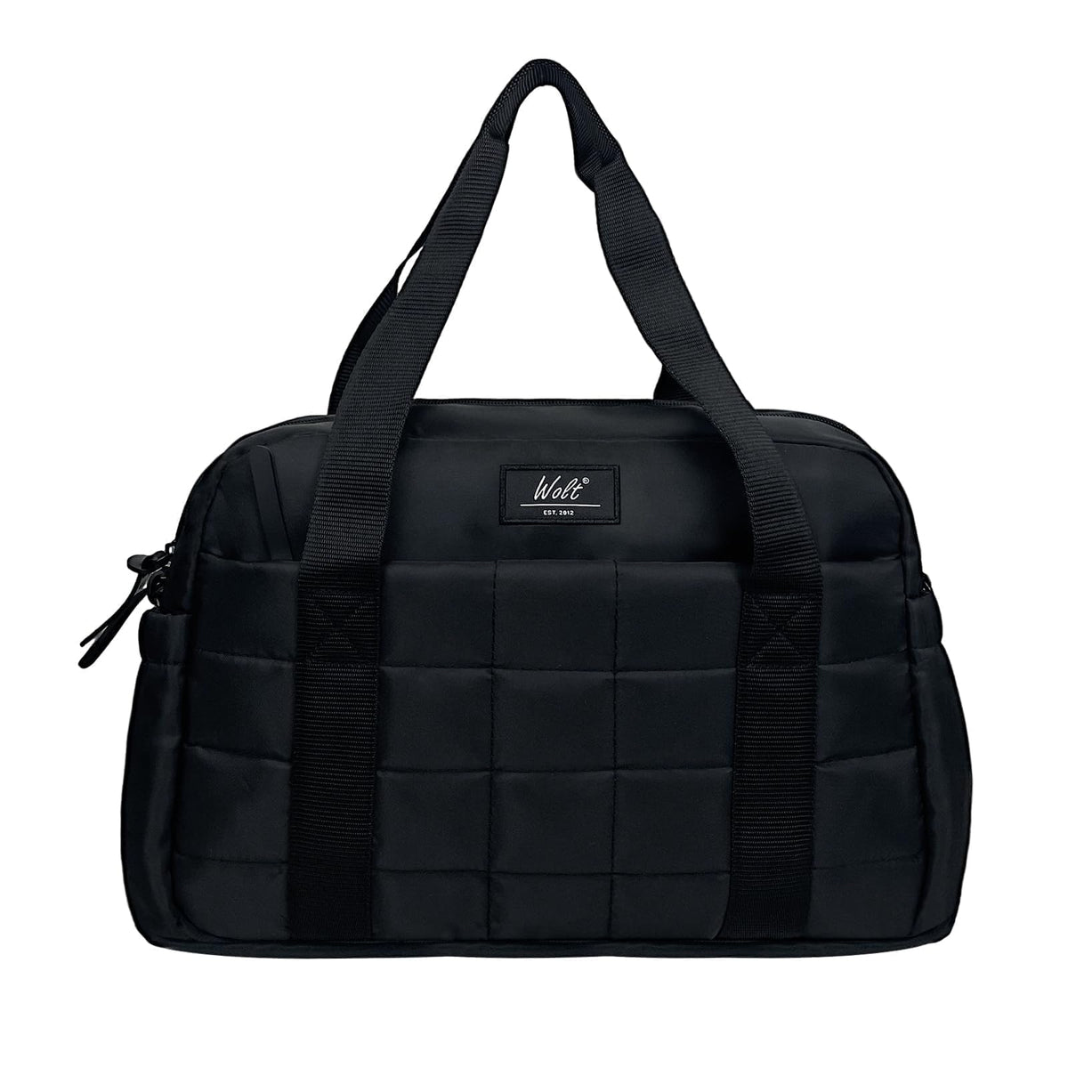 WOLT Small Gym Bag for Women, 14 inch Lightweight Gym Duffle Bag with Wet Compartment Quilted Tote for Sports Workout, Black