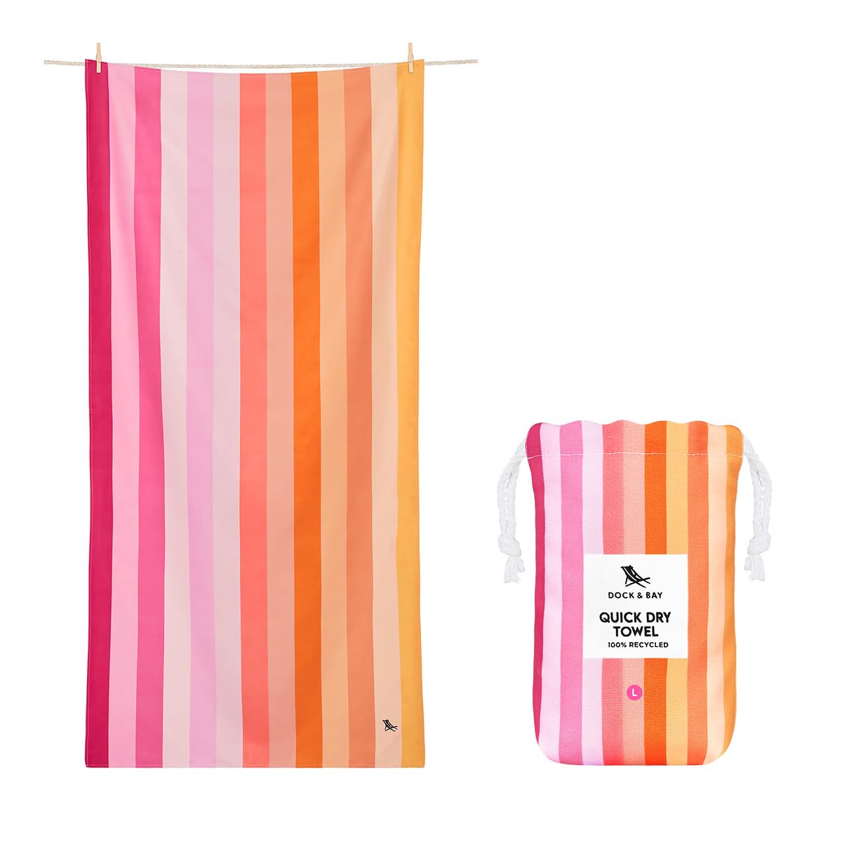 Dock & Bay Beach Towel - Quick Dry, Sand Free - Compact, Lightweight - 100% Recycled - Includes Bag - Havana Cabana - Set of 4 - Extra Large (200x90cm, 78x35)