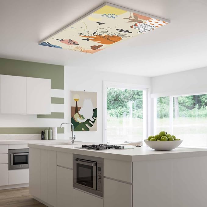 Fluorescent Light Covers for Ceiling Lights Boho Abstract Geometric Magnetic