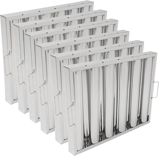 6Pcs 19.5W x 15.5H x 1.78TH Inch Commercial Hood Filters, 430 Stainless Steel 5