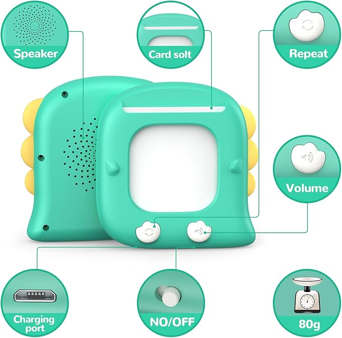 Kidzdo 520 Spanish English Talking Flashcards for Toddlers 2 3 4 5 6 Years Old, Birthday Present Easter Gift for Boys and Girls, Pocket Speech Therapy Toys Helps Language Speaking, Green
