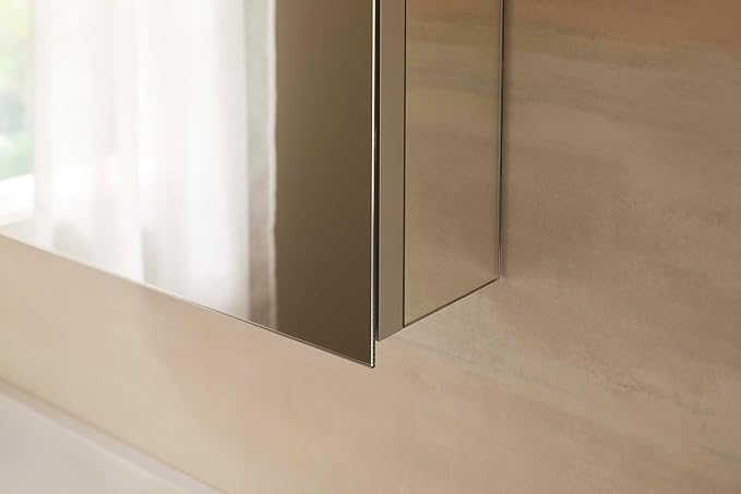 Kohler 55061-NA Embark Slim Medicine Cabinet Mirror, Adjustable Shelves with Mirrored Door, 15 in. W x 26 in. H