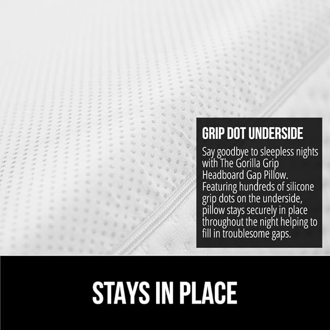 Gorilla Grip Headboard Gap Pillow and Bed Sheet Straps, Headboard Gap Pillow Size Twin, Dense Foam Wedge, Sheet Fasteners 4 Pack, Adjustable Elastic with Metal Clips, Both in White, 2 Item Bundle