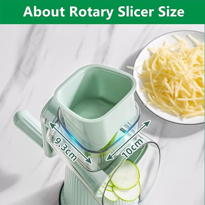 AYUBOC 5 in 1 Rotary Grater, Kitchen Artifact 5 in 1 Food Chopper, AYUBOC 5 in 1 Gourmet Cheese Grater, 5 in 1 Cheese Grater, 5 in 1 Hand Crank Food Chopper-Green|5 Group Blades