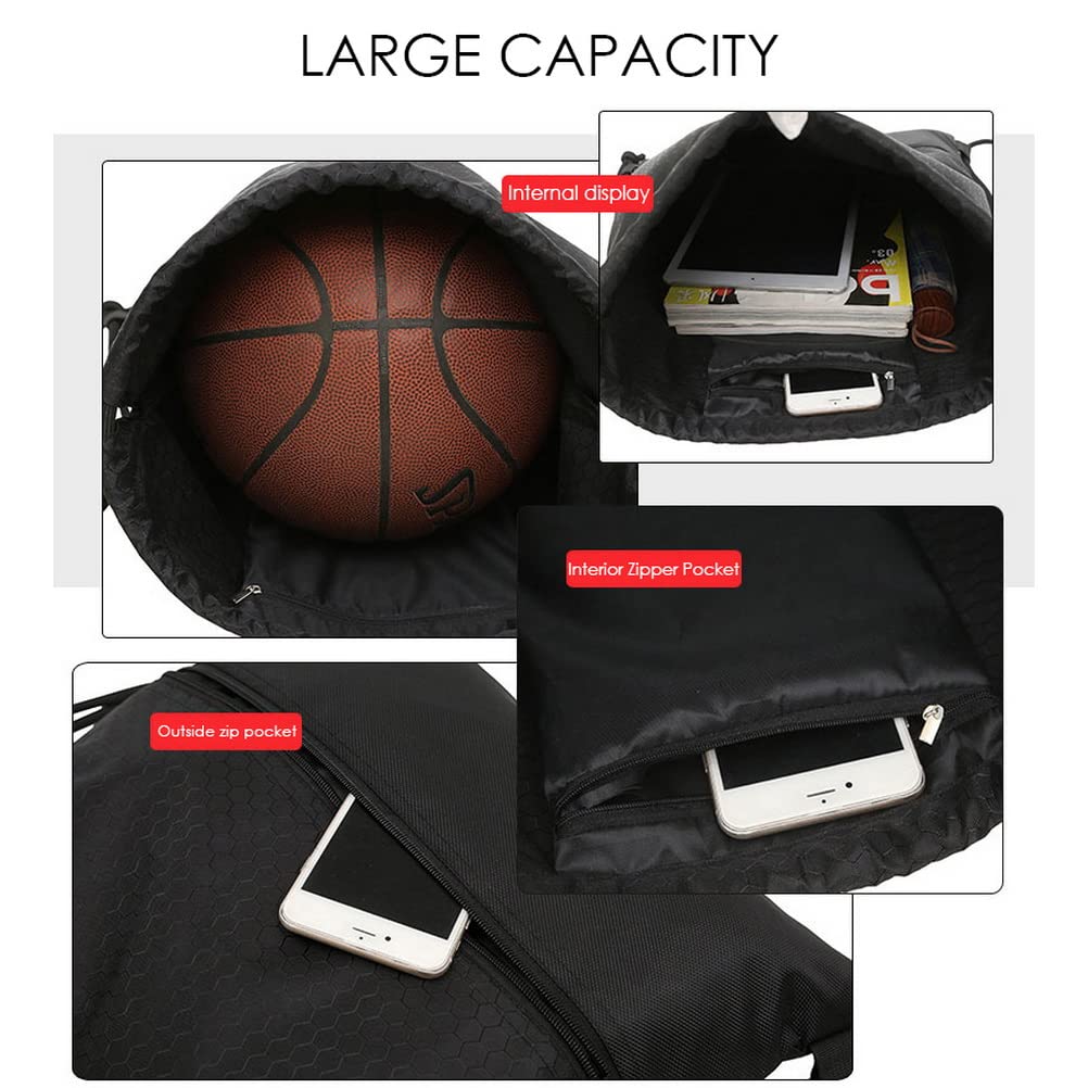 Drawstring Backpack Bag, Sports Gym Sackpack with Zipper Pocket