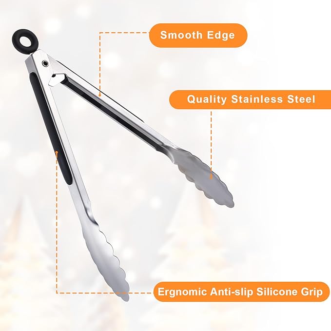 12 Pcs Serving Tongs for Cooking, Small Grill Tong