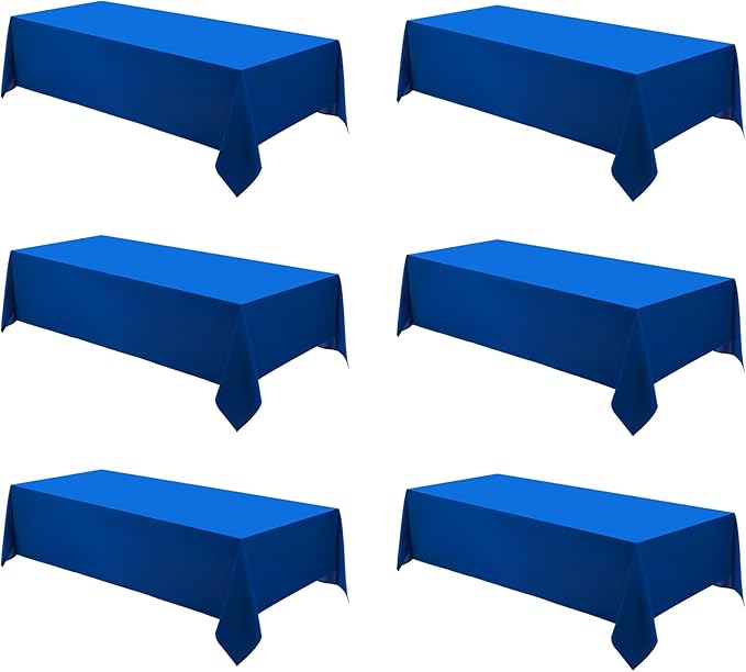 Rectangle Tablecloths 60x120 Inch 6 Pack Royal Blue Tablecloth for 6ft Washable Decorative Linen Polyester Table Cloths for 8ft Dining Table Banquets Buffet Parties and Wedding