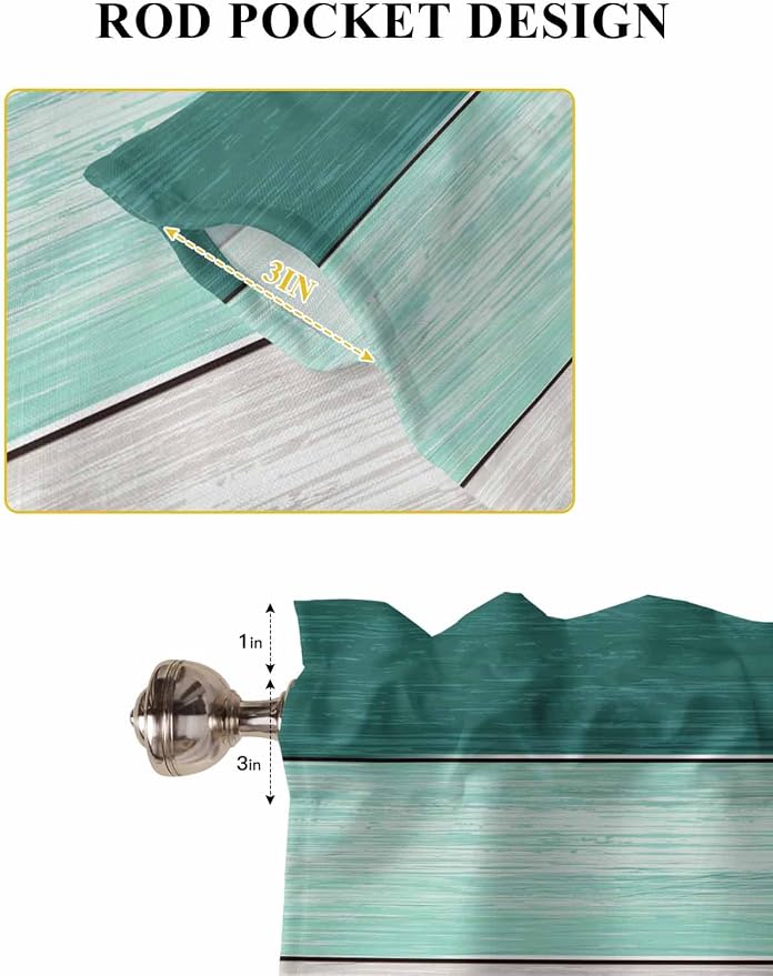 Retro Farm Woodcuts Texture Window Valance Curtains, 2 Panel