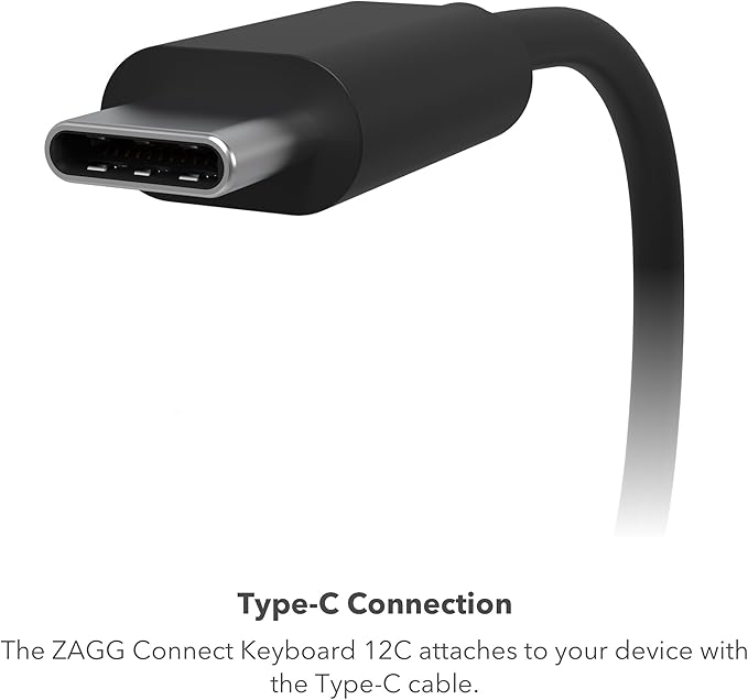 ZAGG Connect Keyboard 12C - Compact Type-C Wired Desktop Keyboard - Universal Compatibility with Windows, ChromeOS, Android, iOS, macOS, iPadOS - Optimized Typing Experience - Eco-Conscious Design