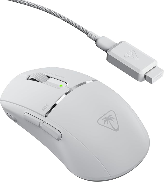Turtle Beach Burst II Pro Wireless Esports Gaming Mouse, 8000 Polling, 57g Ultra Lightweight, 150-Hr Rechargeable Battery, Optical Switches, 30000 DPI Optical Sensor, 8 Inputs, Bluetooth – White