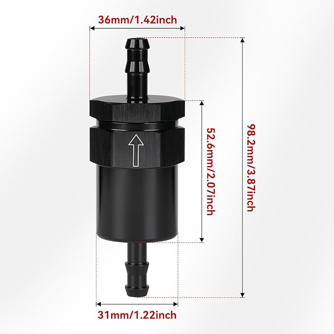5/16" Billet Inline Fuel Filter 30 Micron Aluminum Black