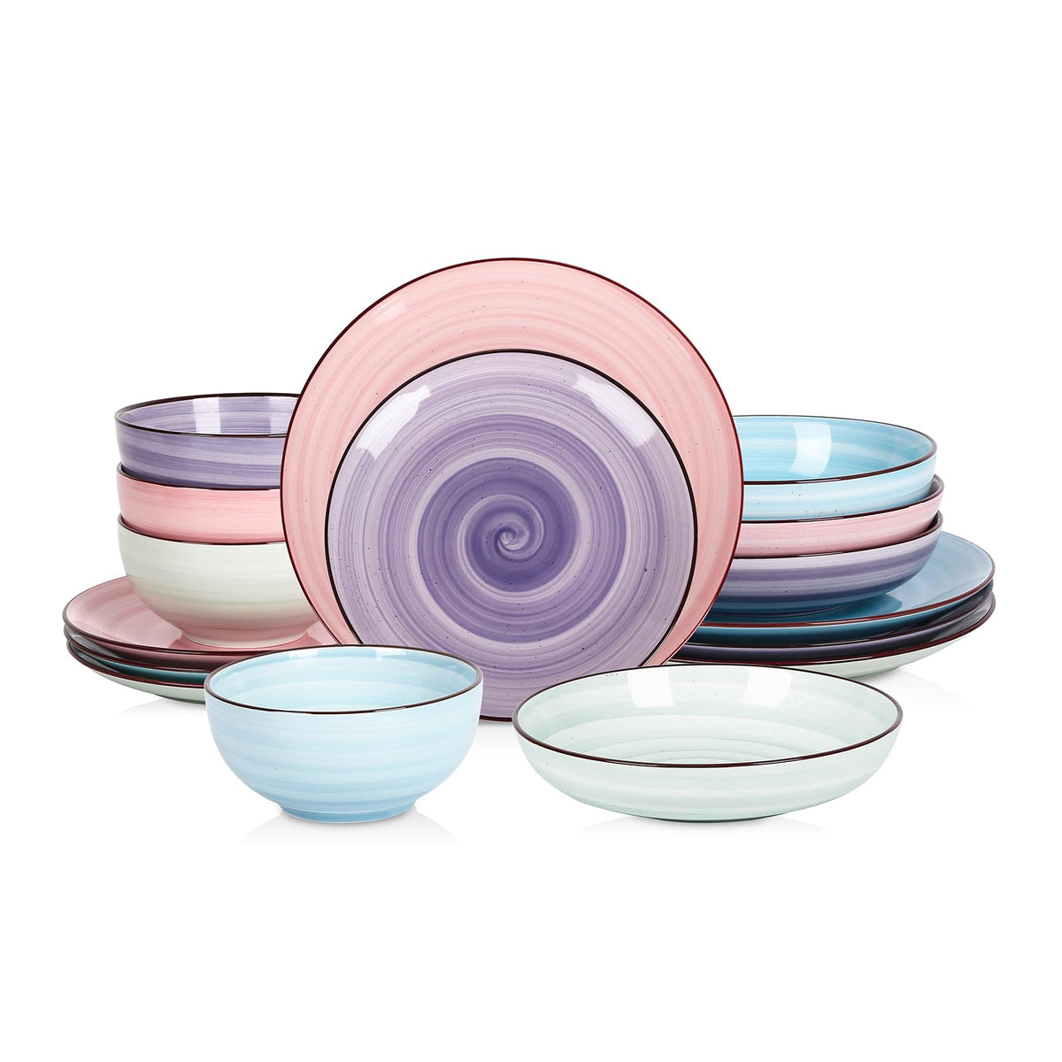 Selamica Ceramic Dinnerware Sets for 4, 16 Pieces Plates and Bowls Sets, Dishes set for 4-Chip and Scratch Resistant, Dishwasher&Microwave Safe, Assorted Colors